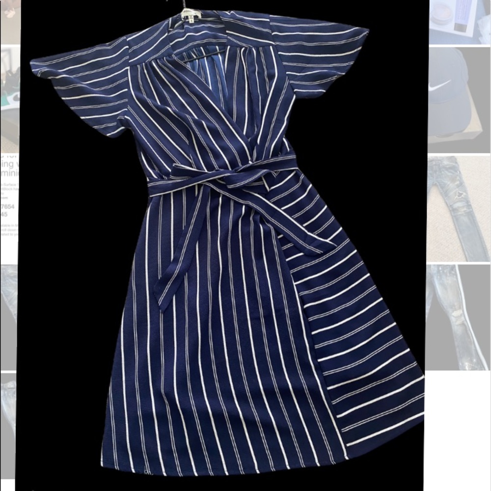 Blue and white striped dress